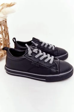 Sale Big Star Shoes Dziecięce Skórzane Trampki BIG STAR HH374038 Czarne