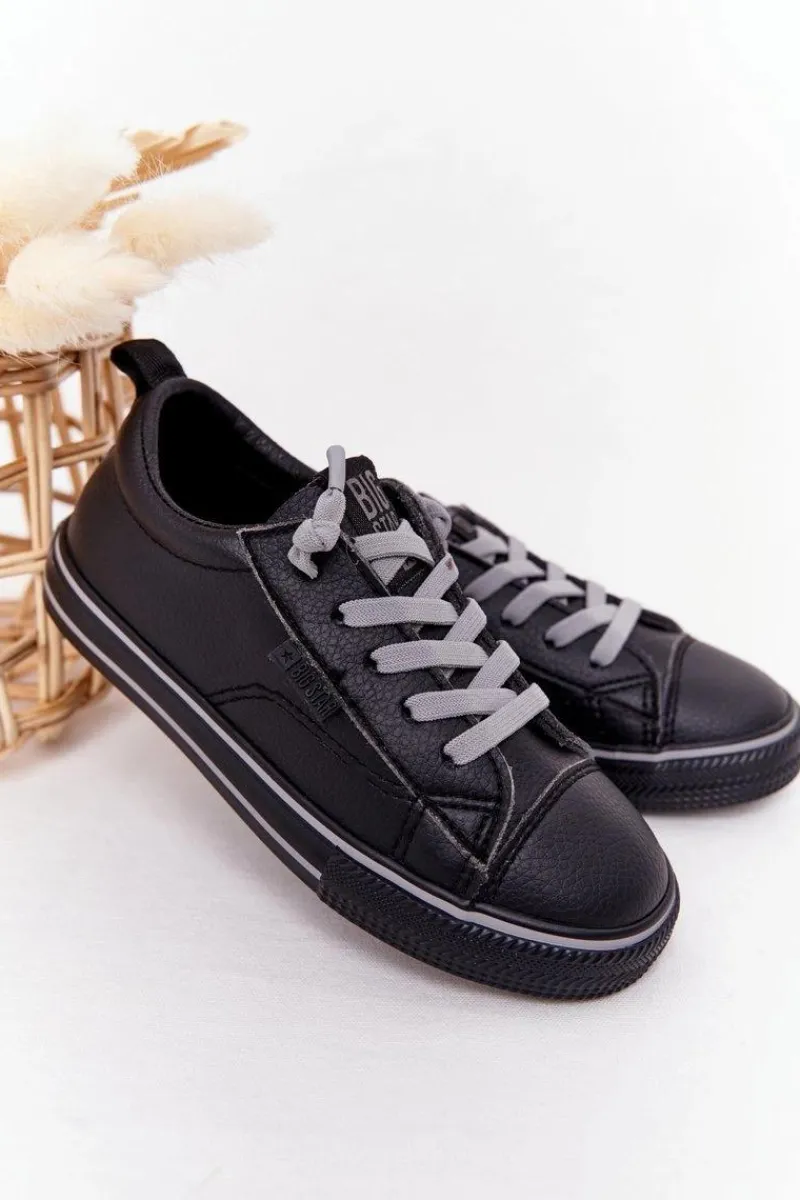 Sale Big Star Shoes Dziecięce Skórzane Trampki BIG STAR HH374038 Czarne