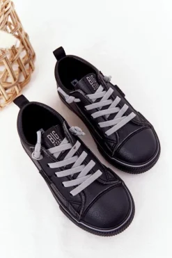 Sale Big Star Shoes Dziecięce Skórzane Trampki BIG STAR HH374038 Czarne