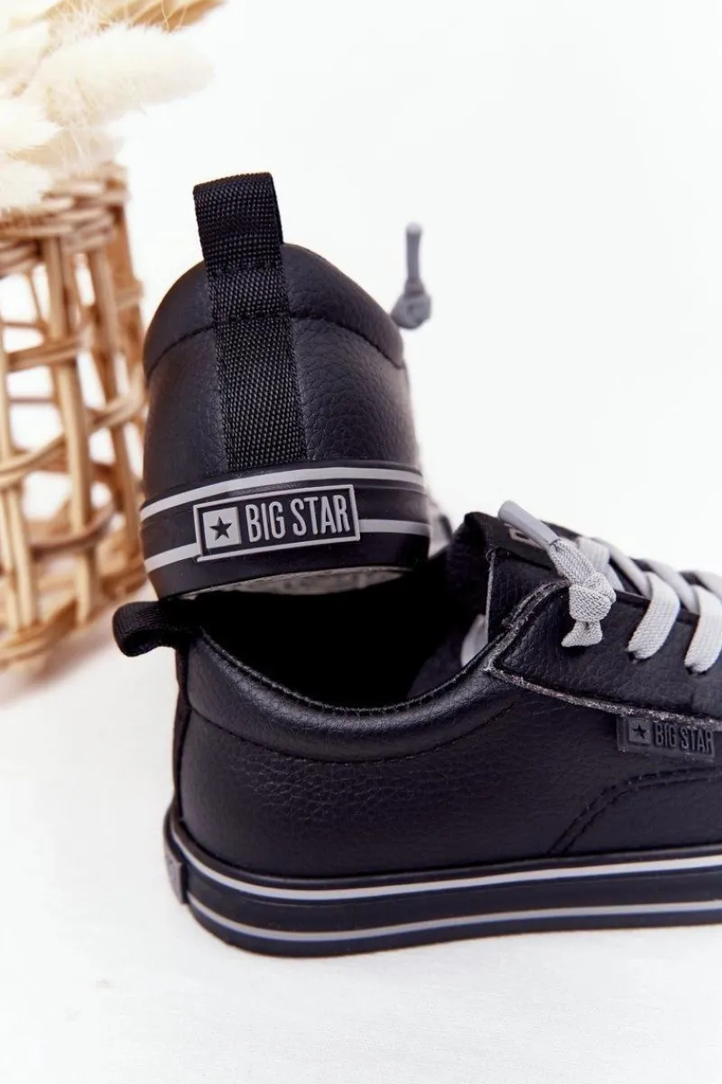 Sale Big Star Shoes Dziecięce Skórzane Trampki BIG STAR HH374038 Czarne