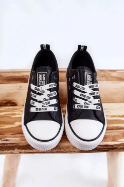 Best Dziecięce Skórzane Trampki BIG STAR KK374039 Czarne Dzieci Chłopięce|Dziewczęce