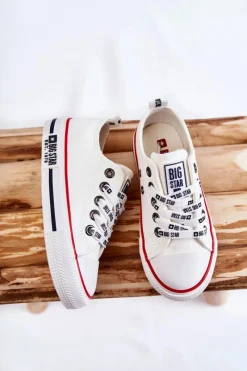 Chłopięce|Dziewczęce>Big Star Shoes Dziecięce Skórzane Trampki BIG STAR KK374038 Białe