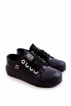 Discount Big Star Shoes Dziecięce Skórzane Trampki BIG STAR JJ374311 Czarne Czarny