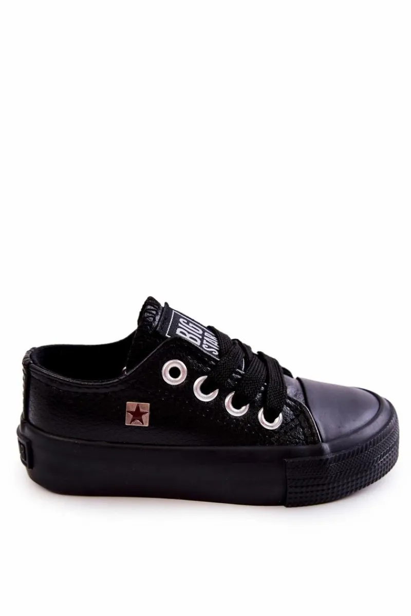 Discount Big Star Shoes Dziecięce Skórzane Trampki BIG STAR JJ374311 Czarne Czarny