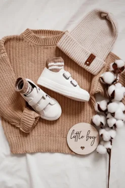 Sale Big Star Shoes Dziecięce Skórzane Trampki Na Rzep BIG STAR KK374093 Białe