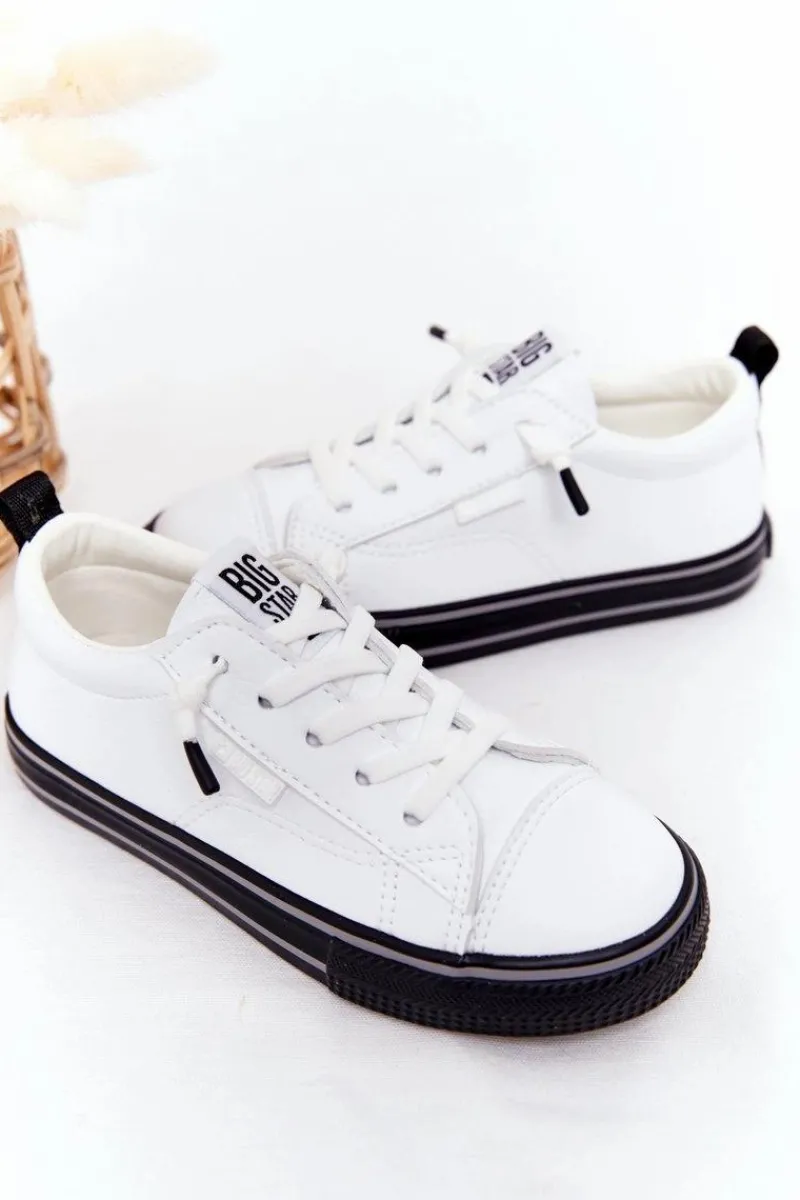 Online Dziecięce Skórzane Trampki BIG STAR HH374037 Białe Dzieci Chłopięce|Dziewczęce