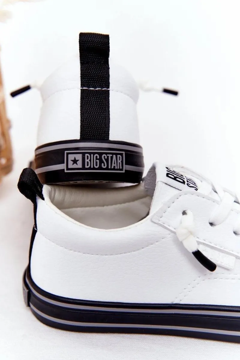 Online Dziecięce Skórzane Trampki BIG STAR HH374037 Białe Dzieci Chłopięce|Dziewczęce