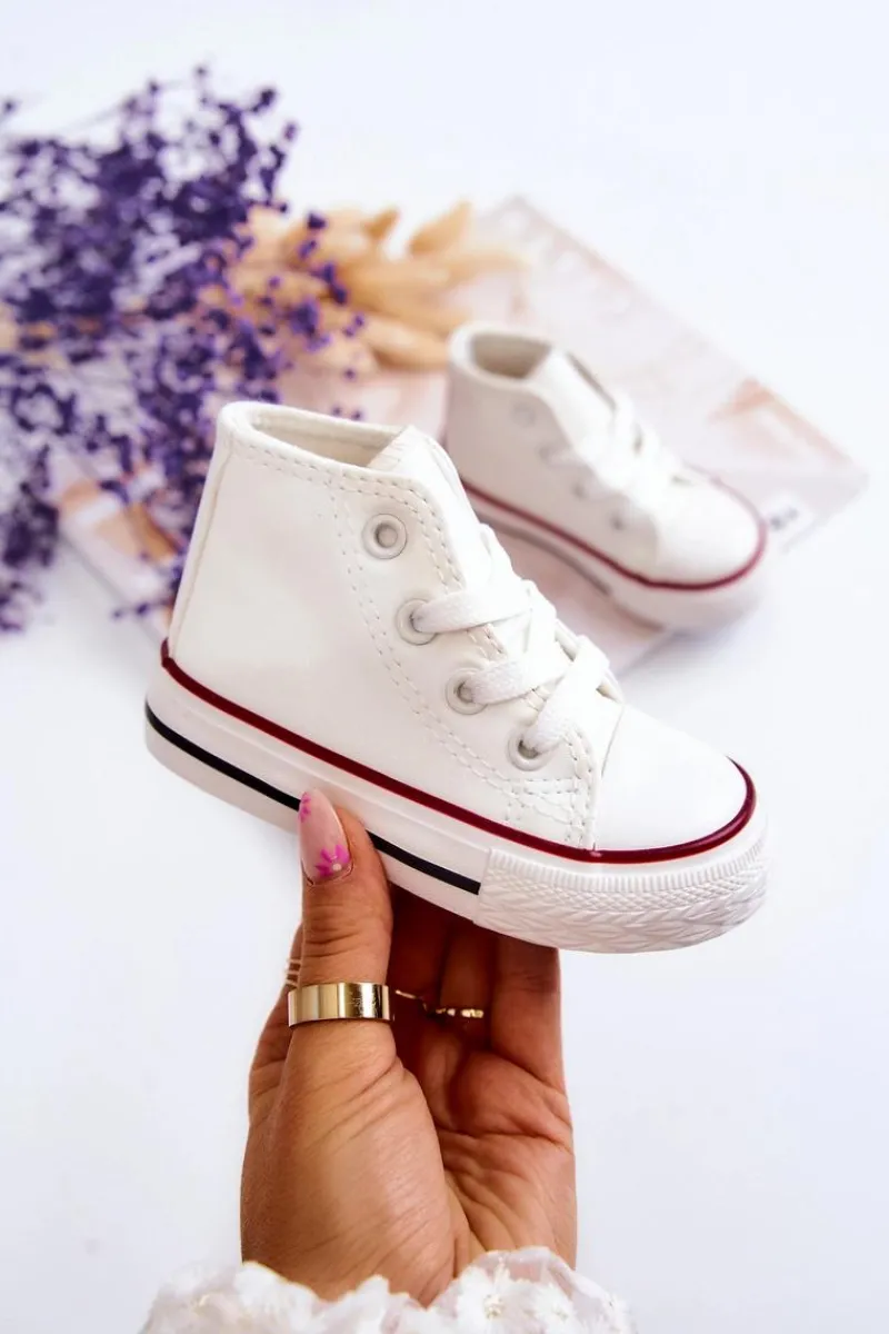 Online Boto Dziecięce Skórzane Wysokie Trampki Białe Marney