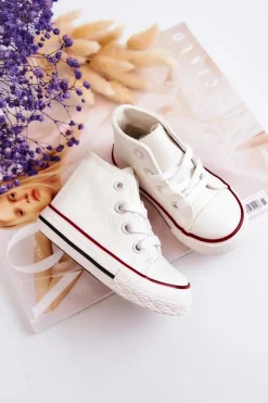 Online Boto Dziecięce Skórzane Wysokie Trampki Białe Marney