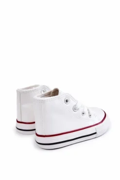 Online Boto Dziecięce Skórzane Wysokie Trampki Białe Marney