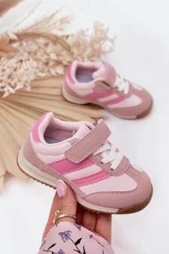 New Boto Dziecięce Sneakersy Buty Sportowe Na Rzep Różowe Viona Różowy
