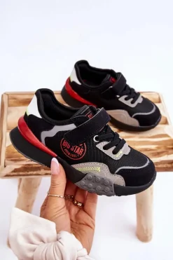 Hot Big Star Shoes Dziecięce Sneakersy Memory Foam System Big Star LL374224 Czarne Czarny