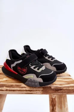 Hot Big Star Shoes Dziecięce Sneakersy Memory Foam System Big Star LL374224 Czarne Czarny