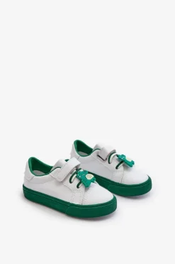 Discount Boto Dziecięce Sneakersy Trampki Z Przypinką Biało-Zielone Pennyn Biały