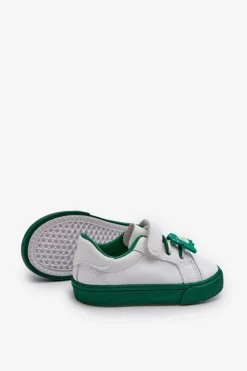 Discount Boto Dziecięce Sneakersy Trampki Z Przypinką Biało-Zielone Pennyn Biały