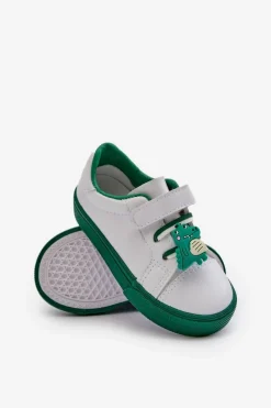 Discount Boto Dziecięce Sneakersy Trampki Z Przypinką Biało-Zielone Pennyn Biały