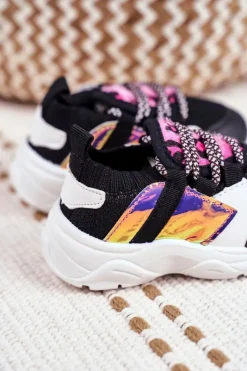 Sale Dziecięce Sportowe Buty Czarne Velma Dzieci Dziewczęce