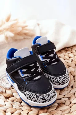 Best Dziecięce Sportowe Buty Czarno-Niebieskie Linen Dzieci Chłopięce