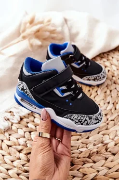 Best Dziecięce Sportowe Buty Czarno-Niebieskie Linen Dzieci Chłopięce