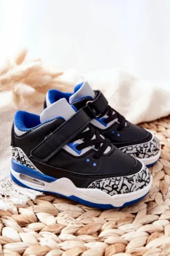 Best Dziecięce Sportowe Buty Czarno-Niebieskie Linen Dzieci Chłopięce