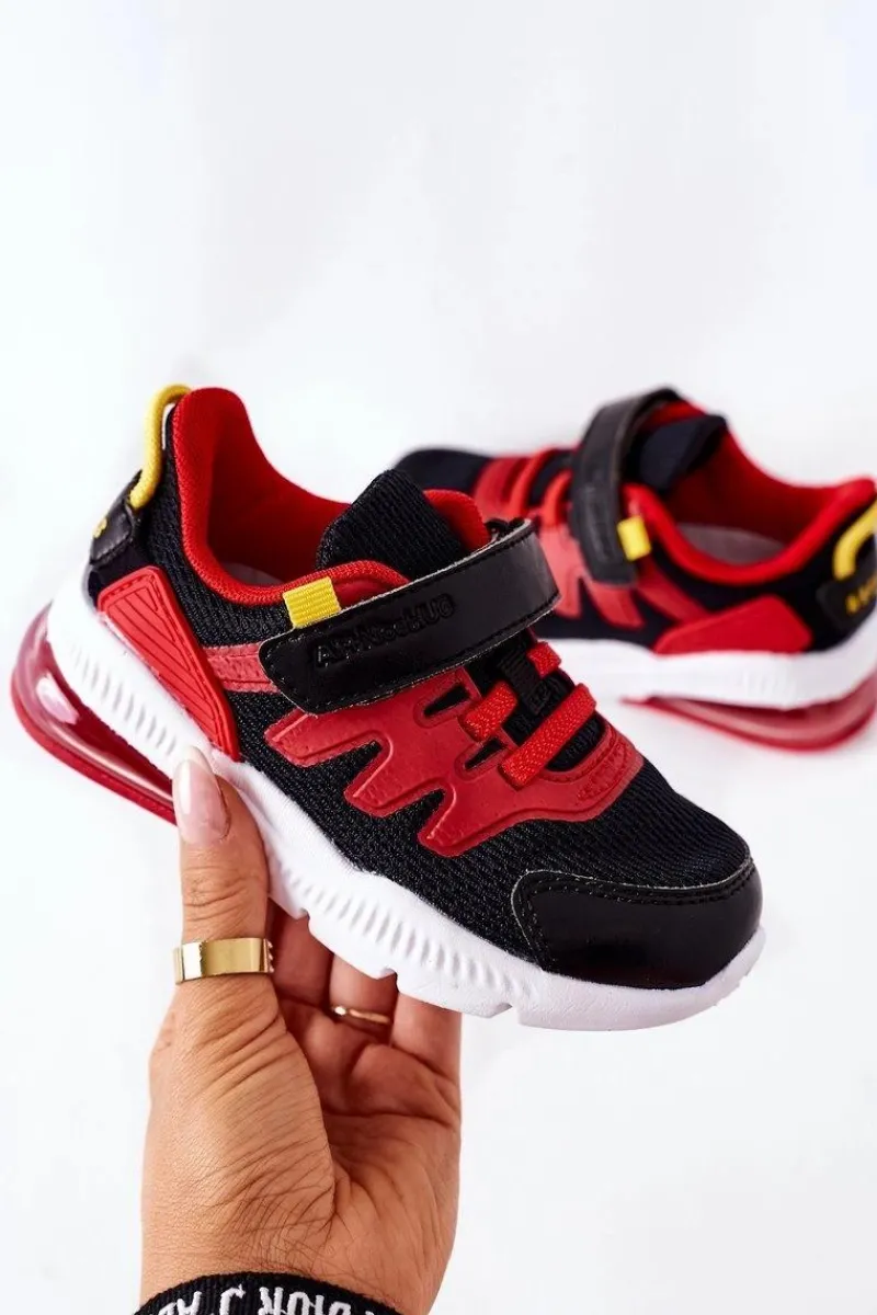Dziecięce Sportowe Buty Na Rzep ABCKIDS Czarno-Czerwone Dzieci Chłopięce
