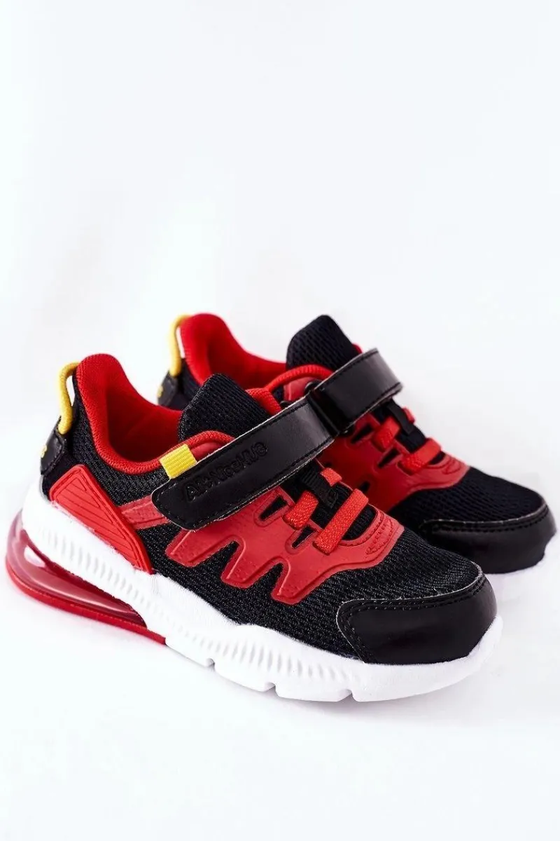Dziecięce Sportowe Buty Na Rzep ABCKIDS Czarno-Czerwone Dzieci Chłopięce