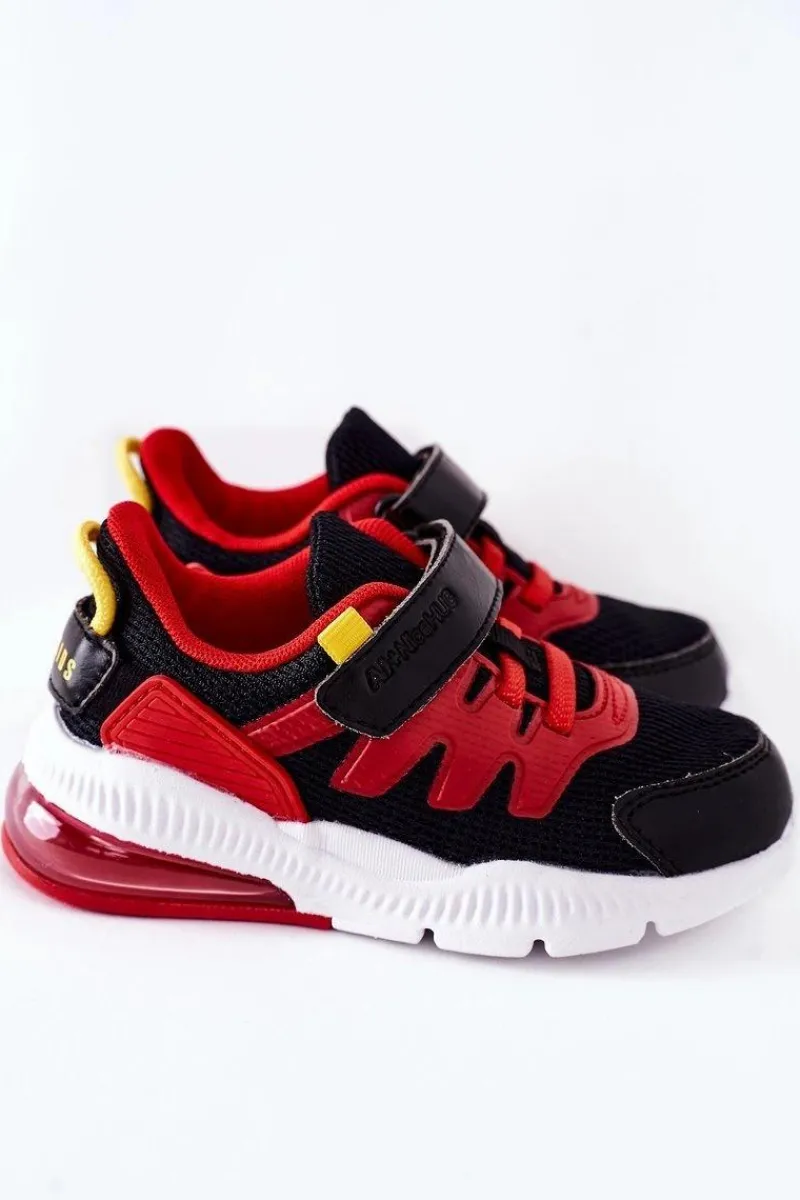 Dziecięce Sportowe Buty Na Rzep ABCKIDS Czarno-Czerwone Dzieci Chłopięce