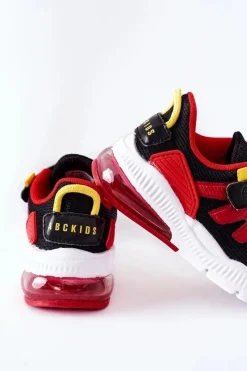 Dziecięce Sportowe Buty Na Rzep ABCKIDS Czarno-Czerwone Dzieci Chłopięce