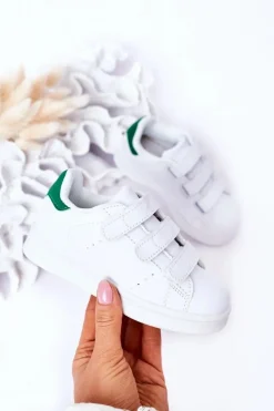 Chłopięce|Dziewczęce>Boto Dziecięce Sportowe Buty Na Rzepy Biało-Zielone Fifi