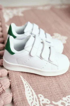 Chłopięce|Dziewczęce></noscript>Boto Dziecięce Sportowe Buty Na Rzepy Biało-Zielone Fifi