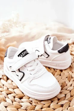 Chłopięce|Dziewczęce></noscript>Boto Dziecięce Sportowe Buty Na Rzepy Biało Czarne Santi