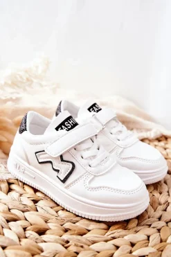 Chłopięce|Dziewczęce></noscript>Boto Dziecięce Sportowe Buty Na Rzepy Biało Czarne Santi