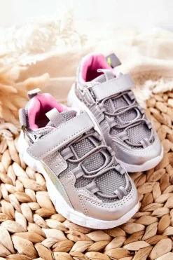 Hot Boto Dziecięce Sportowe Buty Na Rzepy Srebrne Vibo
