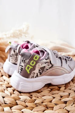 Hot Boto Dziecięce Sportowe Buty Na Rzepy Srebrne Vibo