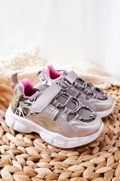 Hot Boto Dziecięce Sportowe Buty Na Rzepy Srebrne Vibo