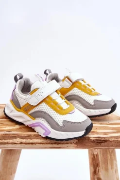 Online Big Star Shoes Dziecięce Sportowe Buty Na Rzep Big Star JJ374257 Biało-Żółte Wielokolorowy