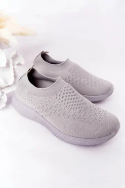 Discount Dziecięce Sportowe Buty Slip-On Szare School Trip Dzieci Dziewczęce