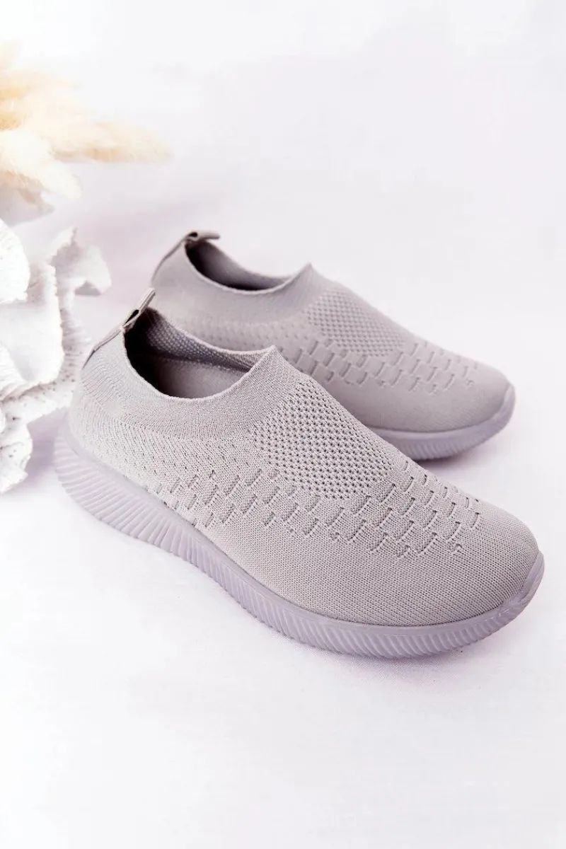 Discount Dziecięce Sportowe Buty Slip-On Szare School Trip Dzieci Dziewczęce