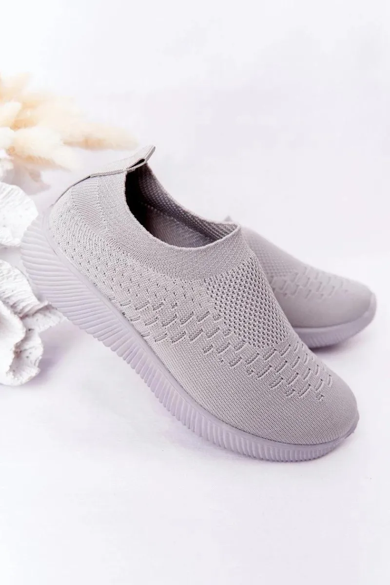 Discount Dziecięce Sportowe Buty Slip-On Szare School Trip Dzieci Dziewczęce