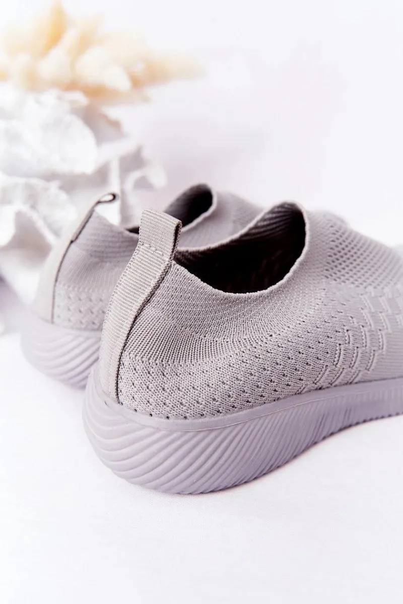 Discount Dziecięce Sportowe Buty Slip-On Szare School Trip Dzieci Dziewczęce