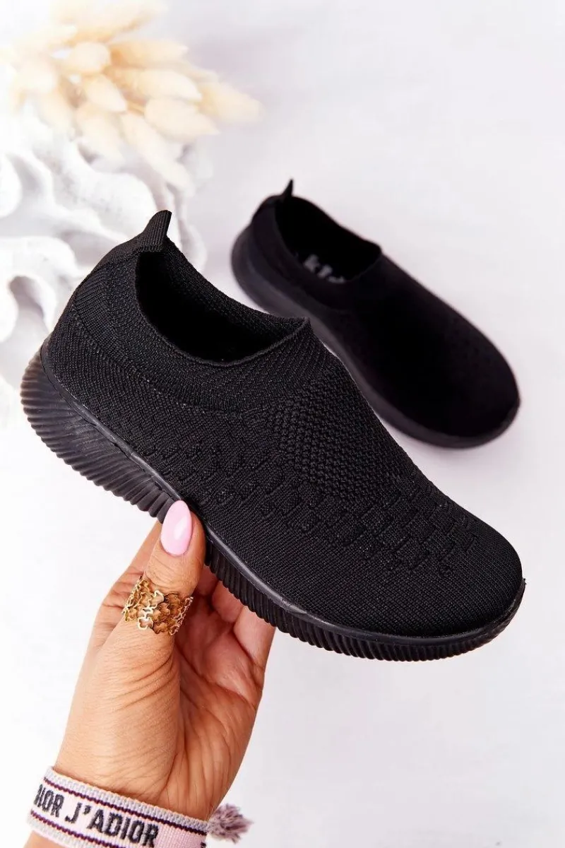 Sale Evento Dziecięce Sportowe Buty Slip-On Czarne School Trip