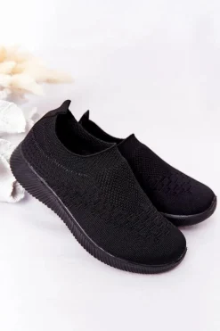 Sale Evento Dziecięce Sportowe Buty Slip-On Czarne School Trip