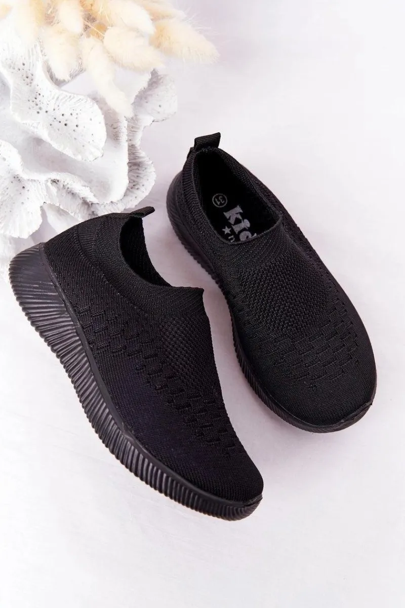 Sale Evento Dziecięce Sportowe Buty Slip-On Czarne School Trip
