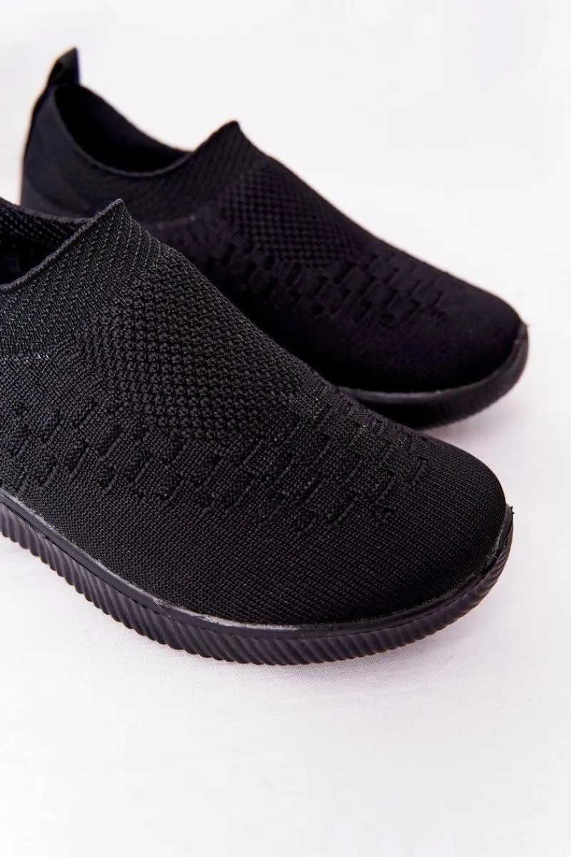 Sale Evento Dziecięce Sportowe Buty Slip-On Czarne School Trip