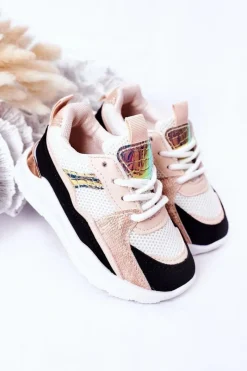 Outlet Boto Dziecięce Sportowe Buty Sneakersy Czarno-Różowe Game Time