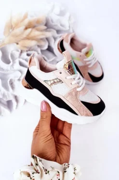 Outlet Boto Dziecięce Sportowe Buty Sneakersy Czarno-Różowe Game Time