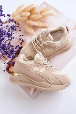 Hot Boto Dziecięce Sportowe Buty Sneakersy Beżowe Kizzie