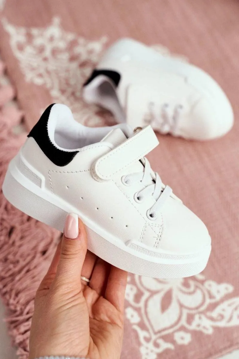 Chłopięce|Dziewczęce>Boto Dziecięce Sportowe Buty Sneakersy Biało-Czarne Bilbo