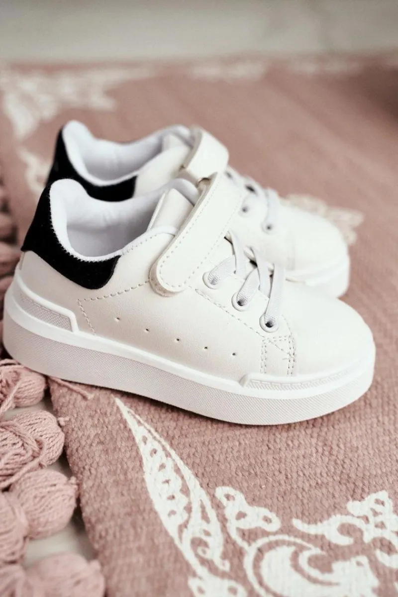 Chłopięce|Dziewczęce>Boto Dziecięce Sportowe Buty Sneakersy Biało-Czarne Bilbo