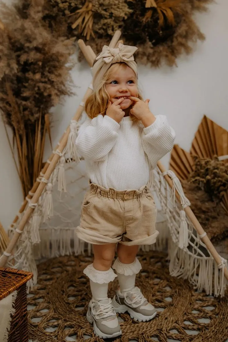 Dziecięce Sportowe Buty Sneakersy Beżowe Rommie Dzieci Dziewczęce